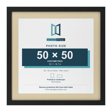 Black 60 x 60 cm picture frame with an ivory mount for a 50 x 50 cm photo