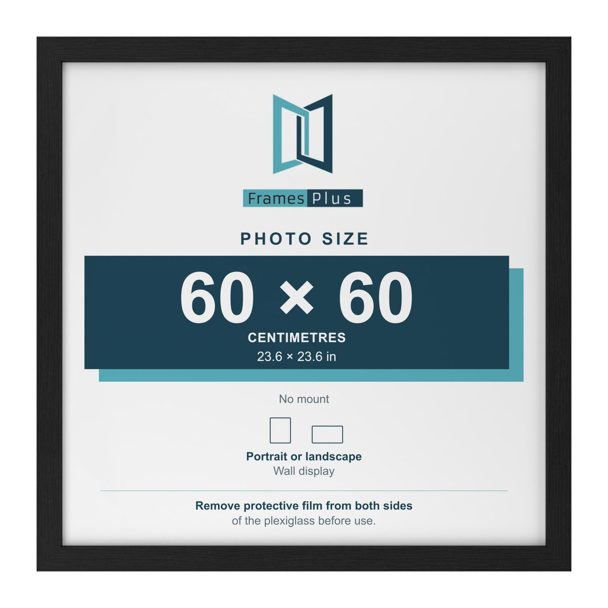 Black picture frame for a 60 x 60 cm photo