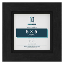Black 6 x 6 inch picture frame with a black mount for a 5 x 5 inch photo