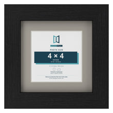 Black 6 x 6 inch picture frame with a Dawn Grey mount for a 4 x 4 inch photo