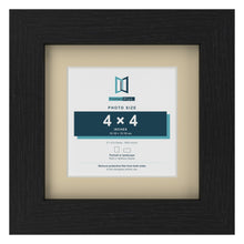 Black 6 x 6 inch picture frame with an ivory mount for a 4 x 4 inch photo