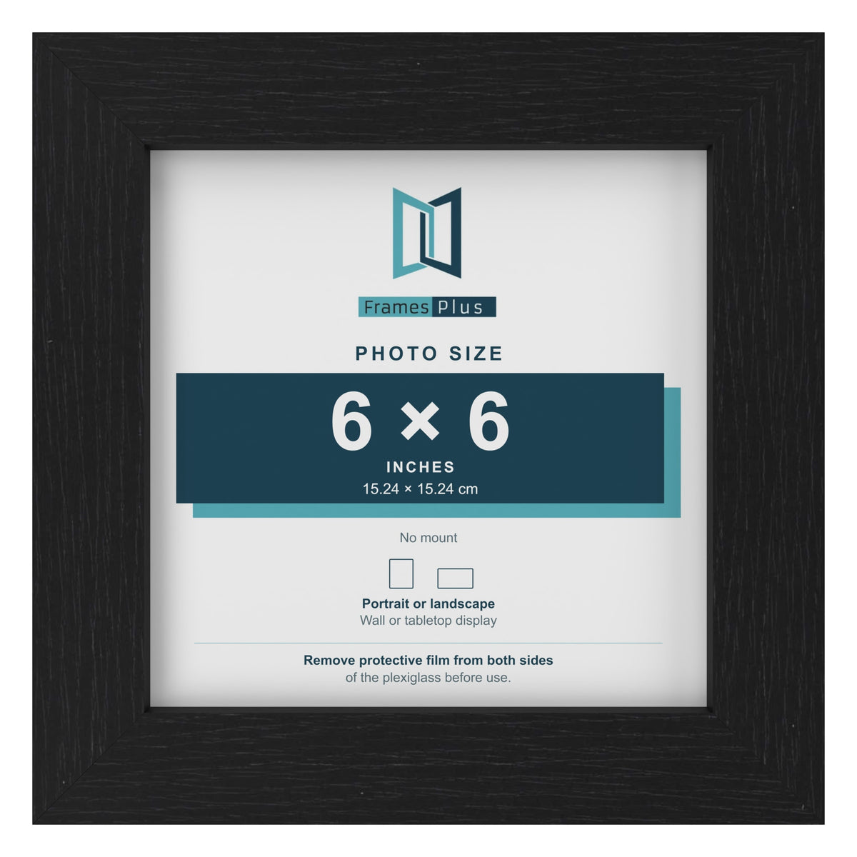 Black picture frame for a 6 x 6 inch photo