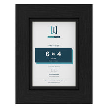 Black 7 x 5 inch picture frame with a black mount for a 6 x 4 inch photo