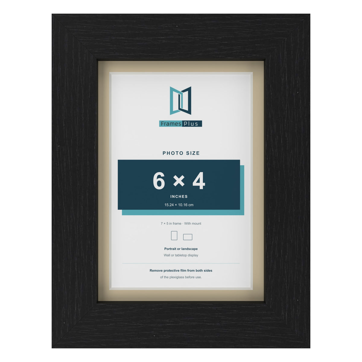 Black 7 x 5 inch picture frame with an ivory mount for a 6 x 4 inch photo