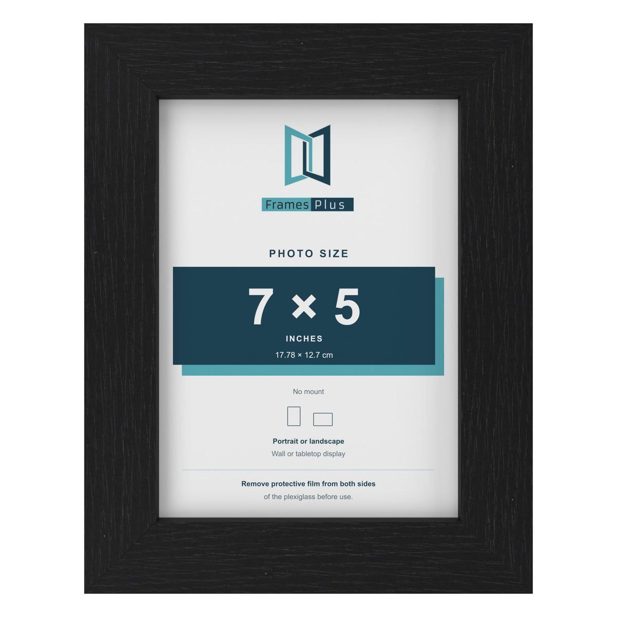 Black picture frame for a 7 x 5 inch photo