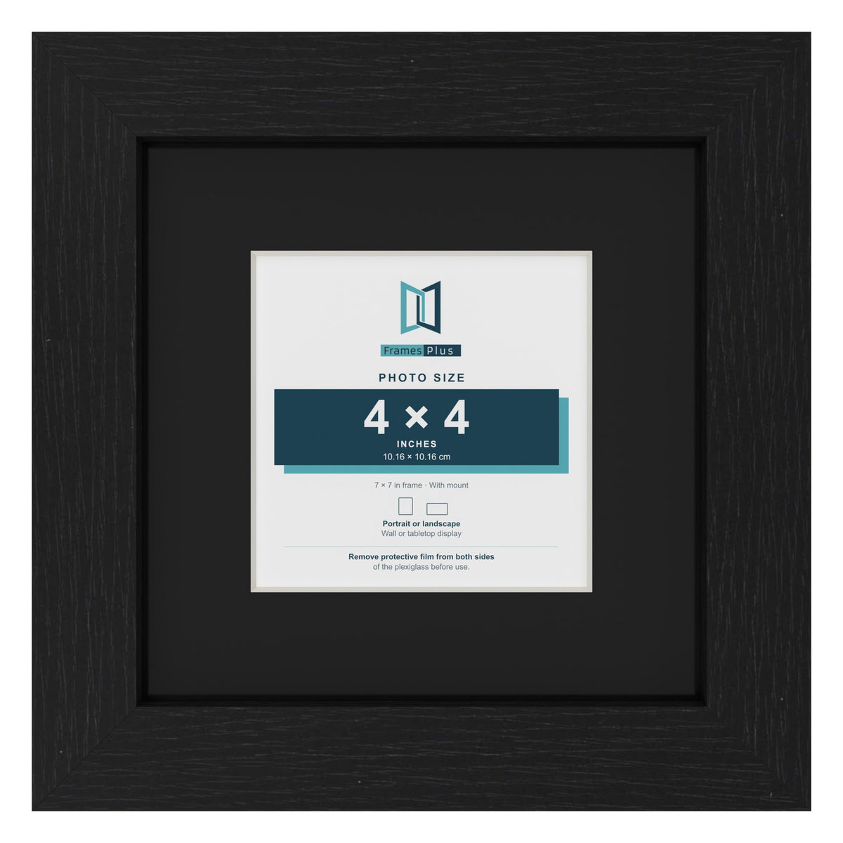 Black 7 x 7 inch picture frame with a black mount for a 4 x 4 inch photo