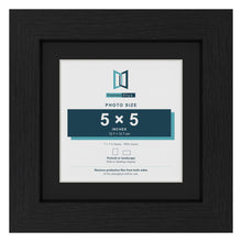 Black 7 x 7 inch picture frame with a black mount for a 5 x 5 inch photo
