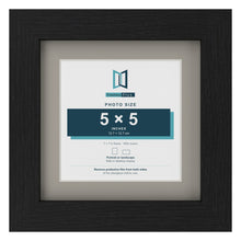 Black 7 x 7 inch picture frame with a Dawn Grey mount for a 5 x 5 inch photo