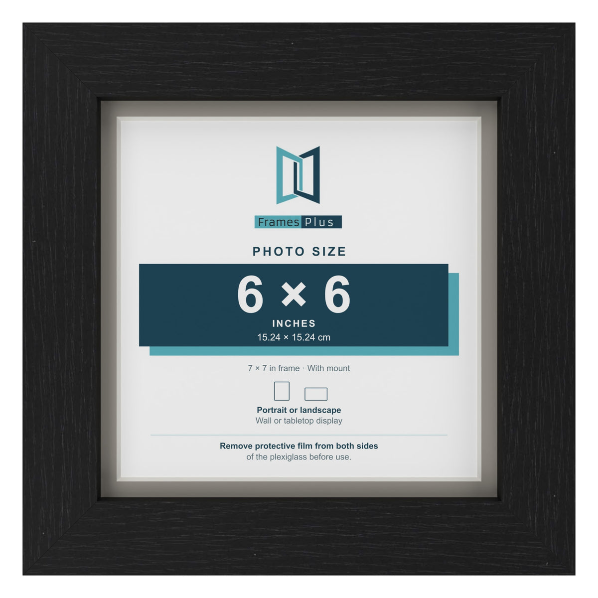 Black 7 x 7 inch picture frame with a Dawn Grey mount for a 6 x 6 inch photo