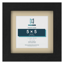 Black 7 x 7 inch picture frame with an ivory mount for a 5 x 5 inch photo