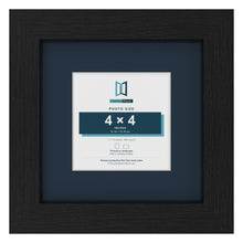 Black 7 x 7 inch picture frame with a Pacific Blue mount for a 4 x 4 inch photo