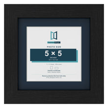 Black 7 x 7 inch picture frame with a Pacific Blue mount for a 5 x 5 inch photo