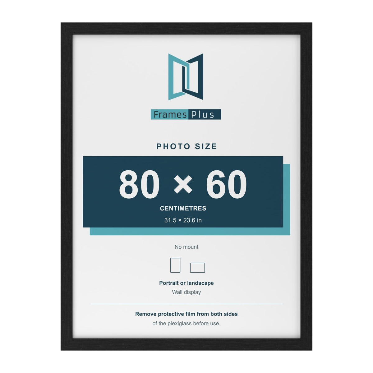 Black picture frame for a 80 x 60 cm photo