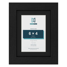 Black 8 x 6 inch picture frame with a black mount for a 6 x 4 inch photo