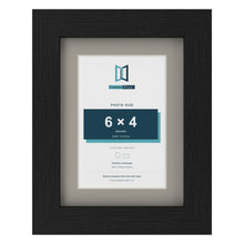 Black 8 x 6 inch picture frame with a Dawn Grey mount for a 6 x 4 inch photo