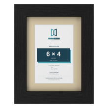 Black 8 x 6 inch picture frame with an ivory mount for a 6 x 4 inch photo