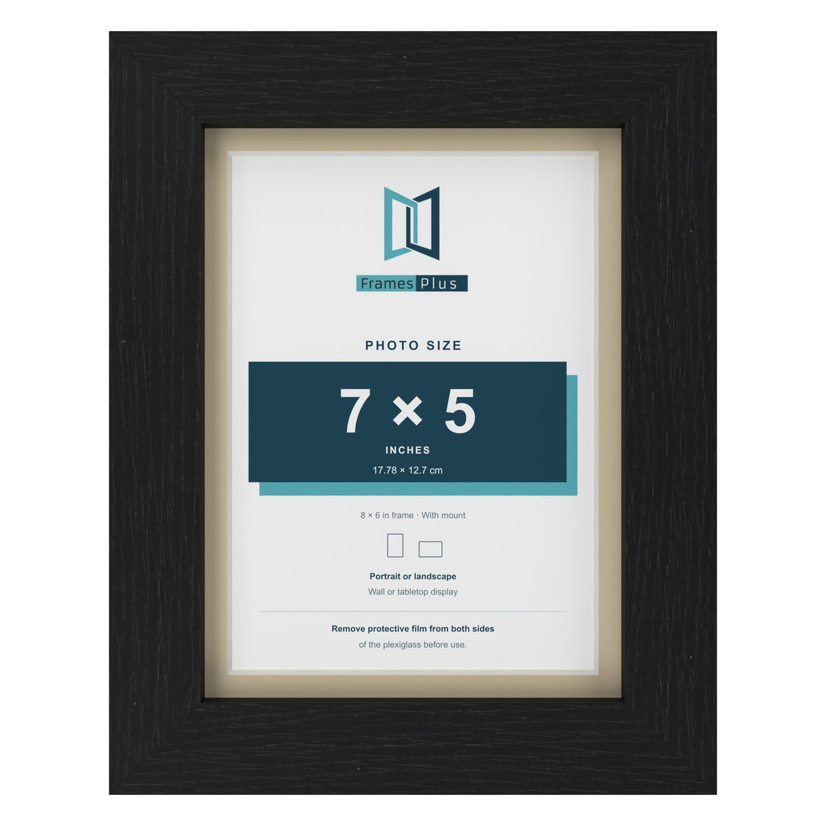 Black 8 x 6 inch picture frame with an ivory mount for a 7 x 5 inch photo
