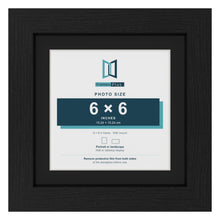 Black 8 x 8 inch picture frame with a black mount for a 6 x 6 inch photo