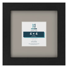 Black 8 x 8 inch picture frame with a Dawn Grey mount for a 4 x 4 inch photo