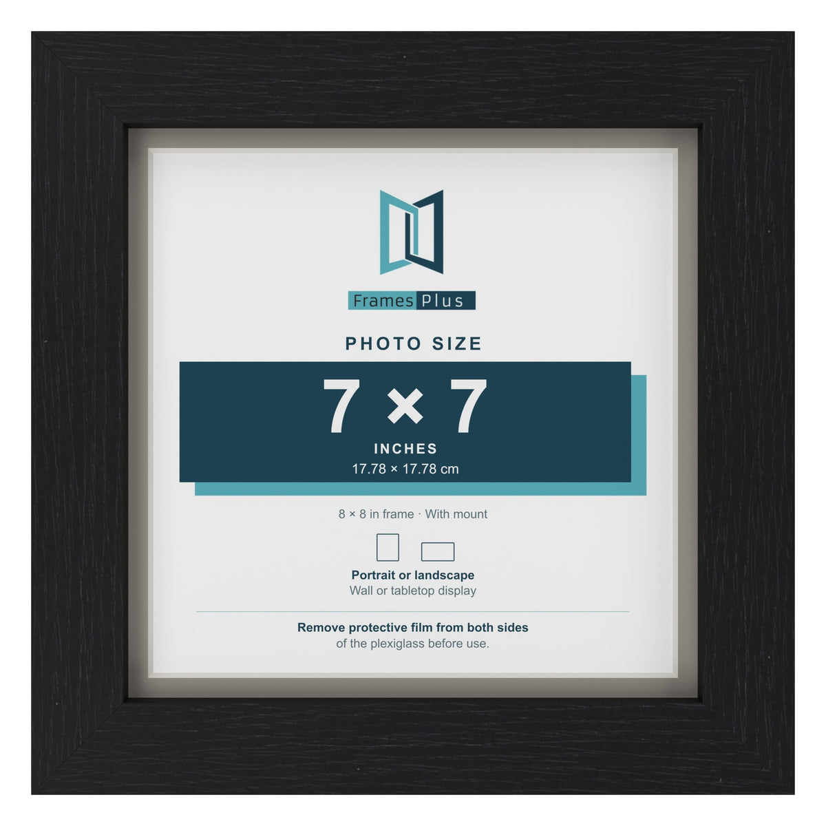 Black 8 x 8 inch picture frame with a Dawn Grey mount for a 7 x 7 inch photo