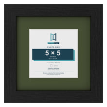 Black 8 x 8 inch picture frame with a green mount for a 5 x 5 inch photo