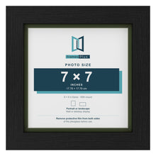 Black 8 x 8 inch picture frame with a green mount for a 7 x 7 inch photo