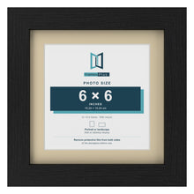 Black 8 x 8 inch picture frame with an ivory mount for a 6 x 6 inch photo