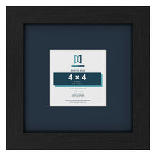 Black 8 x 8 inch picture frame with a Pacific Blue mount for a 4 x 4 inch photo