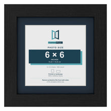 Black 8 x 8 inch picture frame with a Pacific Blue mount for a 6 x 6 inch photo