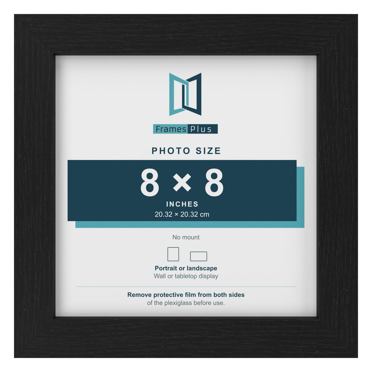 Black picture frame for a 8 x 8 inch photo