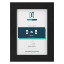 Black picture frame for a 9 x 6 inch photo