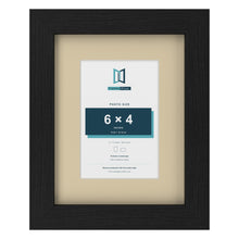 Black 9 x 7 inch picture frame with an ivory mount for a 6 x 4 inch photo