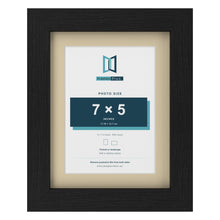 Black 9 x 7 inch picture frame with an ivory mount for a 7 x 5 inch photo