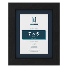 Black 9 x 7 inch picture frame with a Pacific Blue mount for a 7 x 5 inch photo