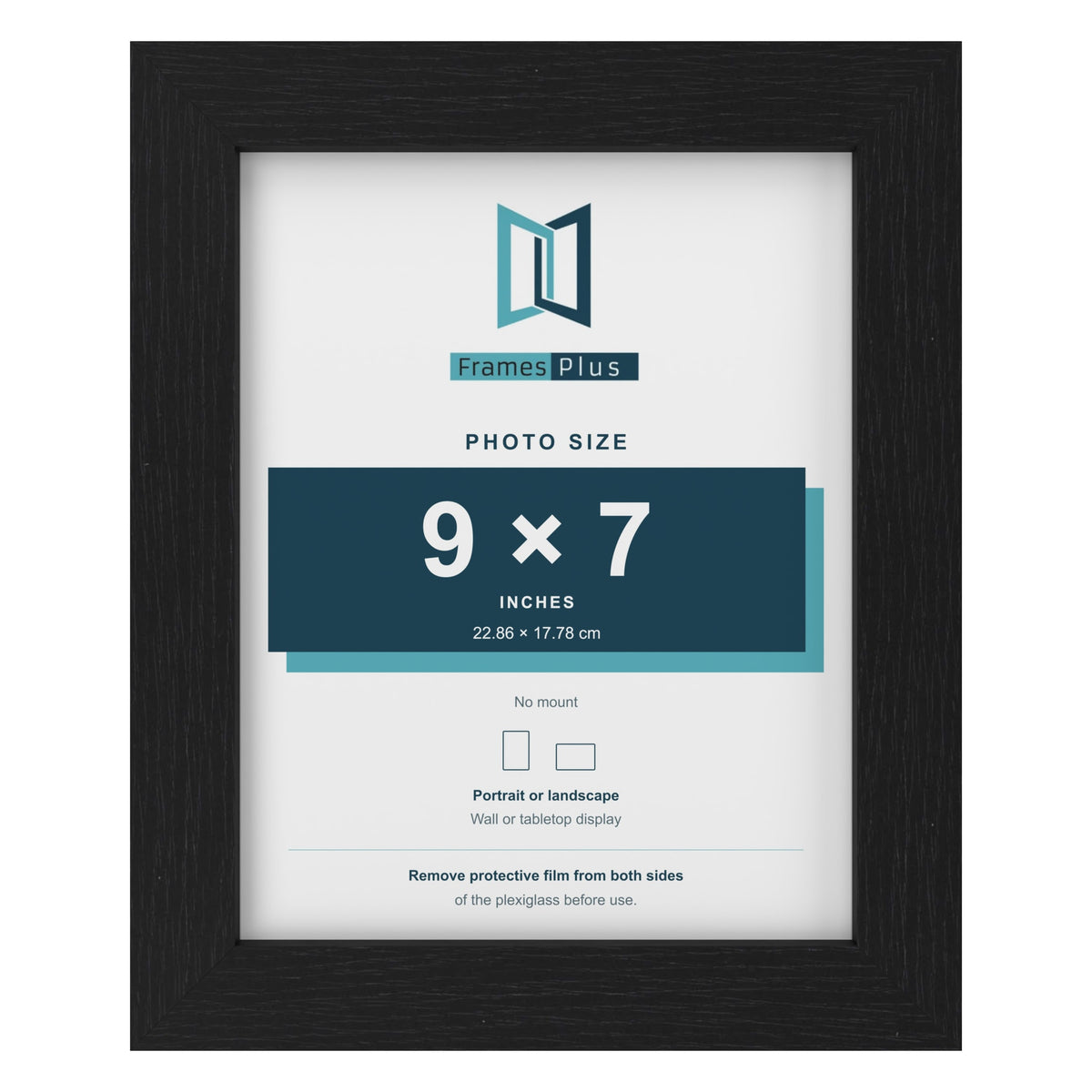 Black picture frame for a 9 x 7 inch photo