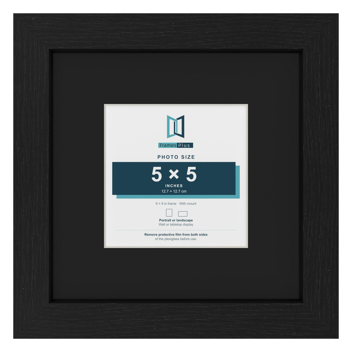 Black 9 x 9 inch picture frame with a black mount for a 5 x 5 inch photo