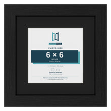 Black 9 x 9 inch picture frame with a black mount for a 6 x 6 inch photo