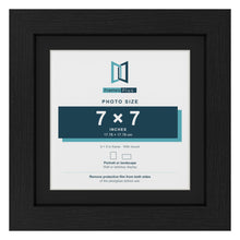 Black 9 x 9 inch picture frame with a black mount for a 7 x 7 inch photo