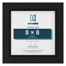 Black 9 x 9 inch picture frame with a black mount for an 8 x 8 inch photo