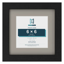Black 9 x 9 inch picture frame with a Dawn Grey mount for a 6 x 6 inch photo