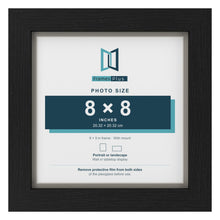 Black 9 x 9 inch picture frame with a Dawn Grey mount for an 8 x 8 inch photo