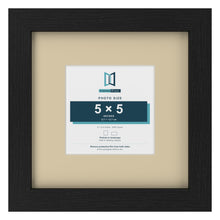 Black 9 x 9 inch picture frame with an ivory mount for a 5 x 5 inch photo