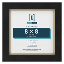 Black 9 x 9 inch picture frame with an ivory mount for an 8 x 8 inch photo