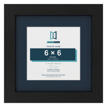 Black 9 x 9 inch picture frame with a Pacific Blue mount for a 6 x 6 inch photo