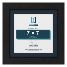 Black 9 x 9 inch picture frame with a Pacific Blue mount for a 7 x 7 inch photo