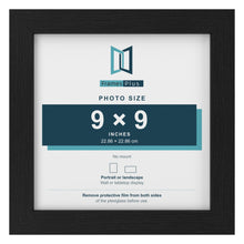 Black picture frame for a 9 x 9 inch photo