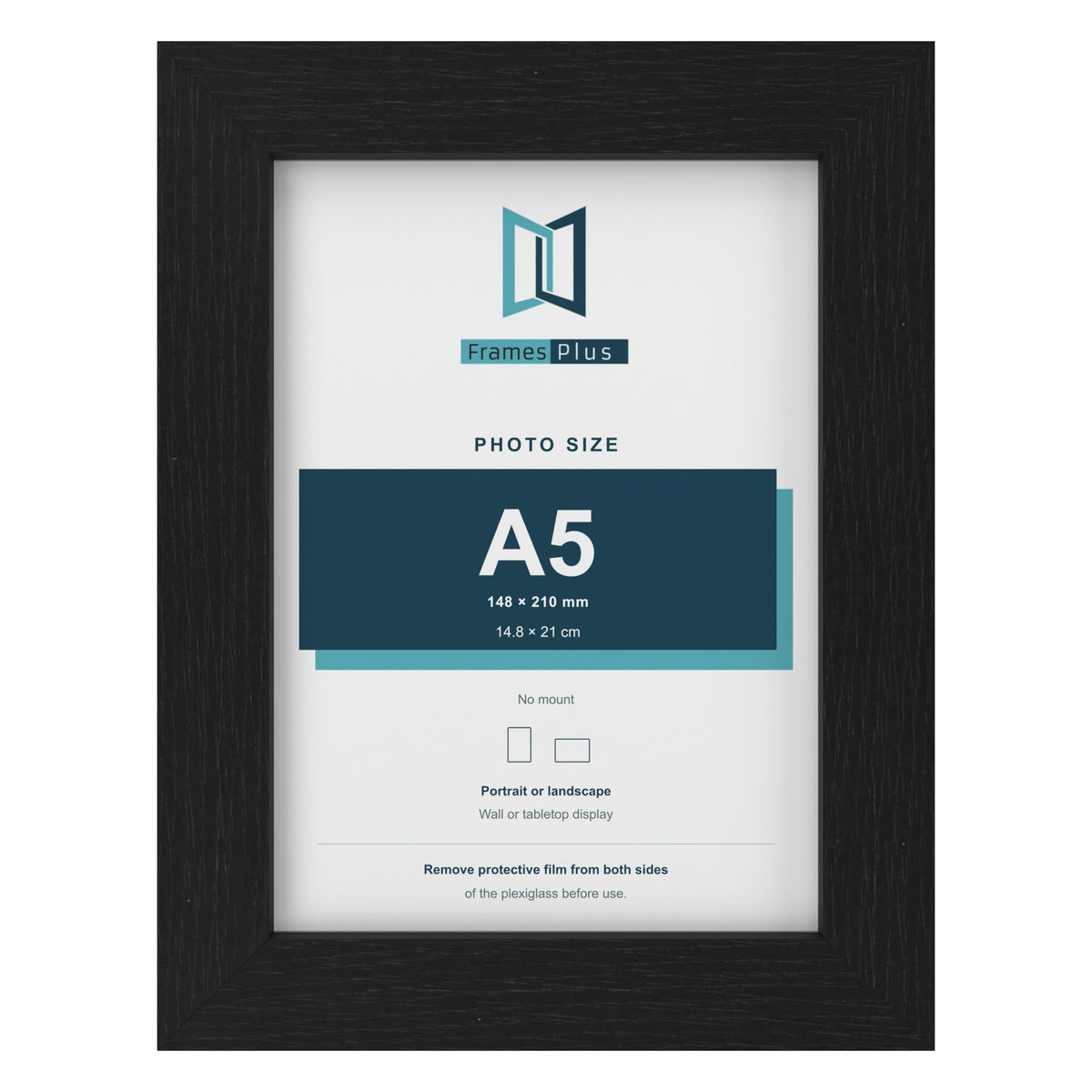 Black picture frame for an A5 photo