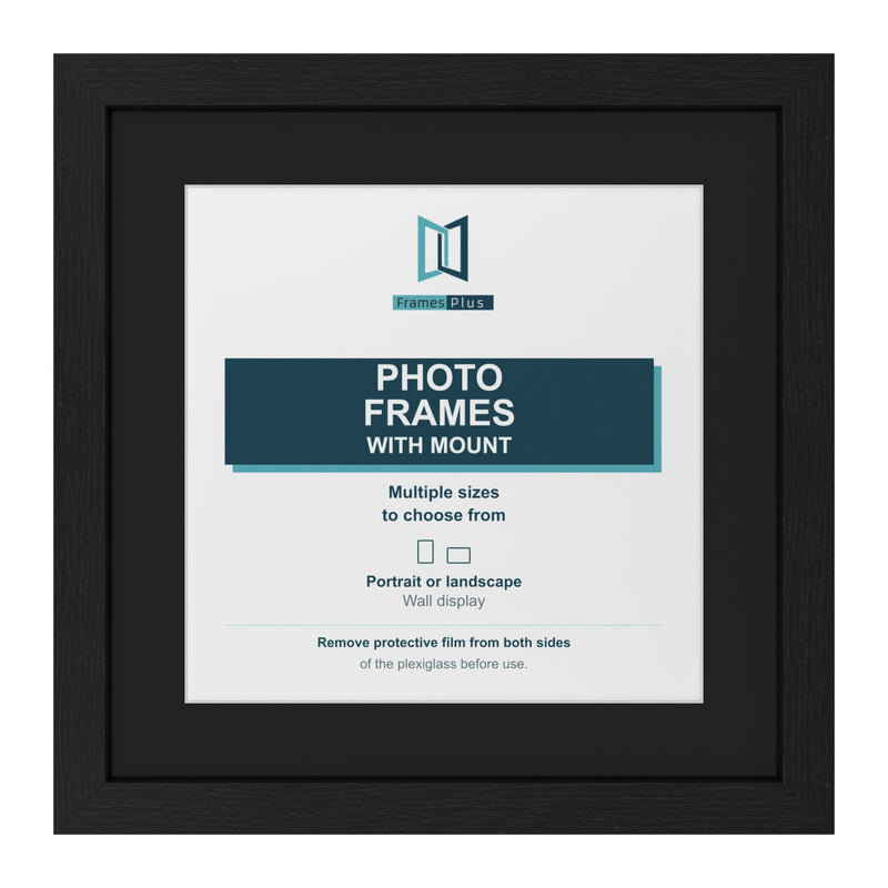 Black picture frame with a black mount
