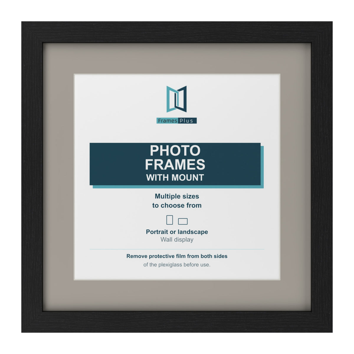 Black picture frame with a Dawn Grey mount