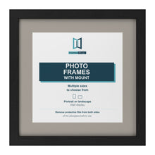 Black picture frame with a Dawn Grey mount